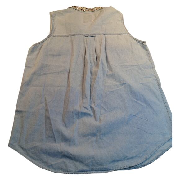 I.C.E. Look NY Womens Sleeveless Embellished Denim Top - Size: Large - Picture 4 of 8